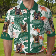 Custom Photo Tropical Style Dog Cat Polo Shirt WKBU4