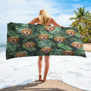 Custom Photo Dog Hawaiian Vacation Style Beach Towel IEFK1