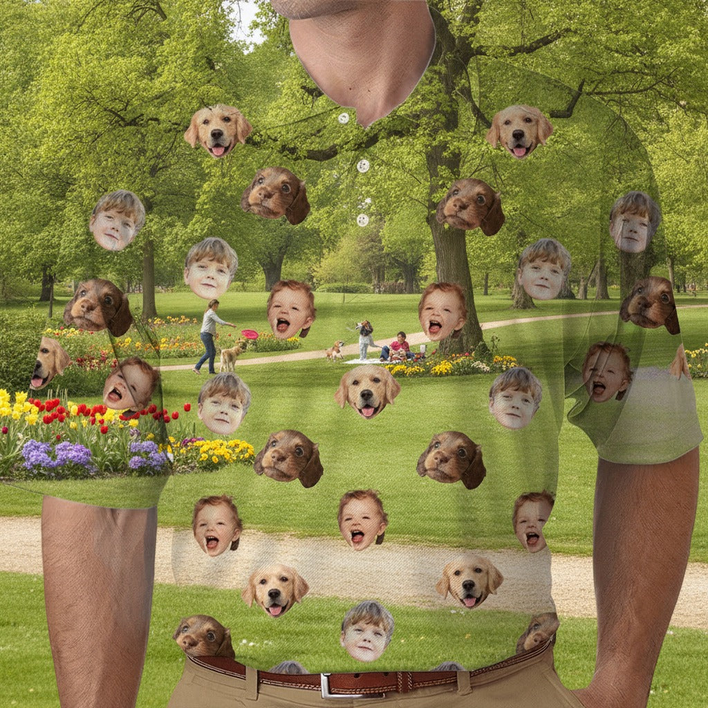 Custom Face Photo Dog Cat Family Polo Shirt EMDTU