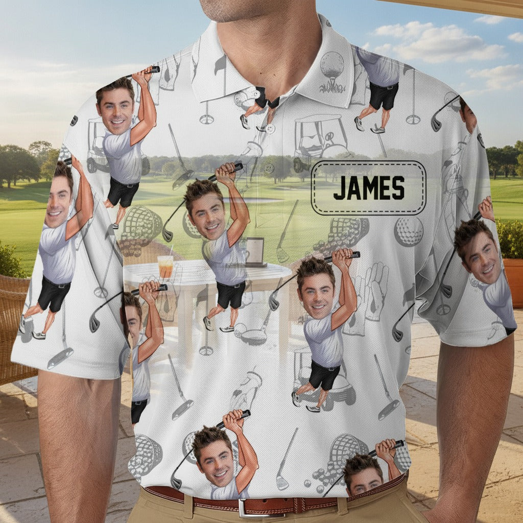 Custom Funny Golfer Photo Polo Shirt 5KGDT