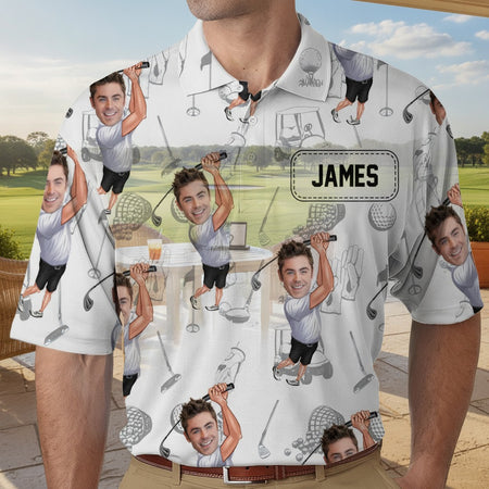Custom Funny Golfer Photo Polo Shirt 5KGDT