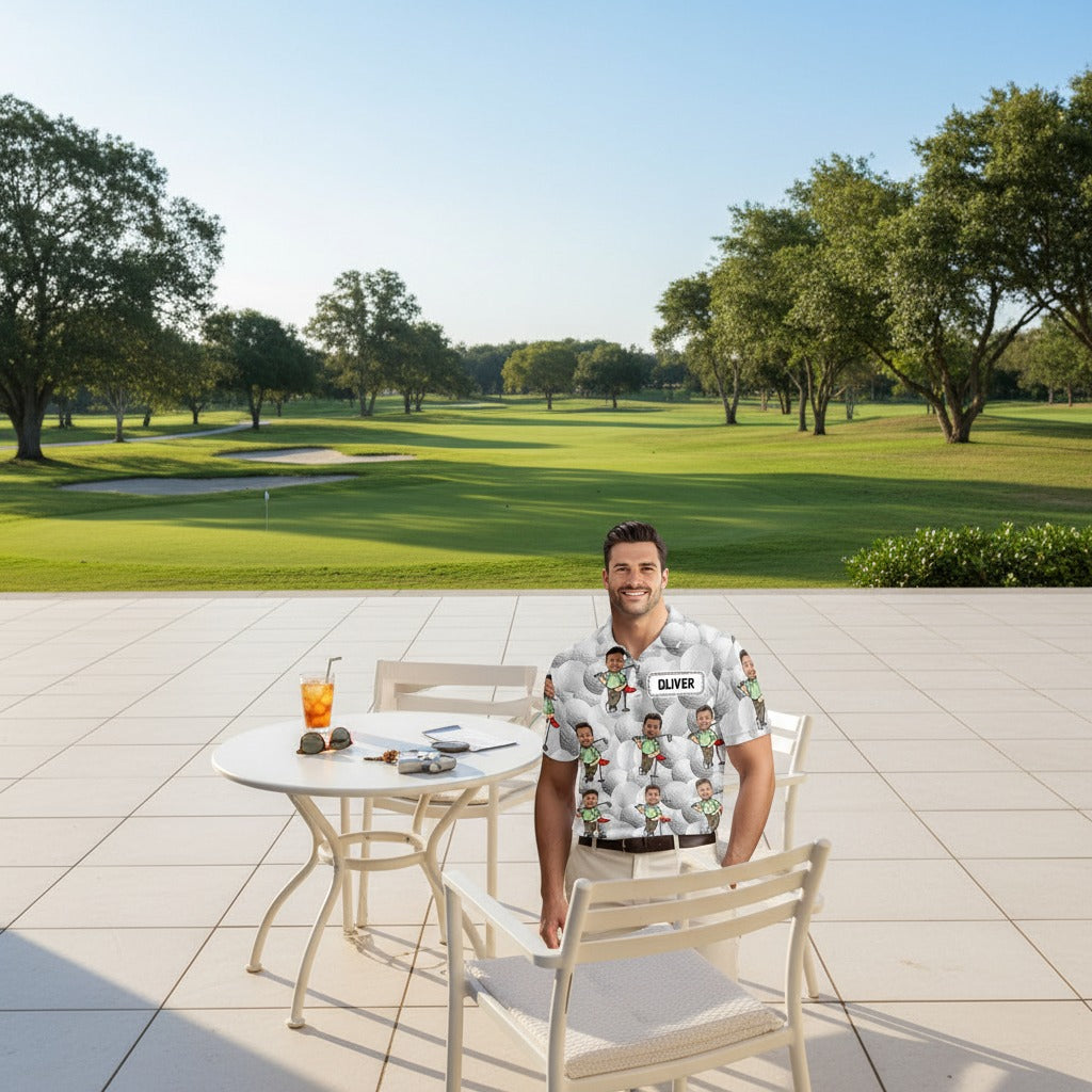 Custom Funny Face Photo Golf Polo Shirt P4P4M