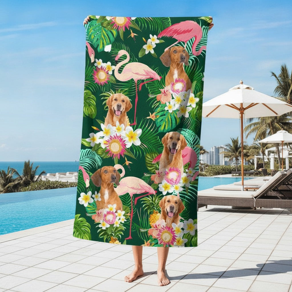 Custom Funny Dog Photo Aloha Beach Towel 7VSVE