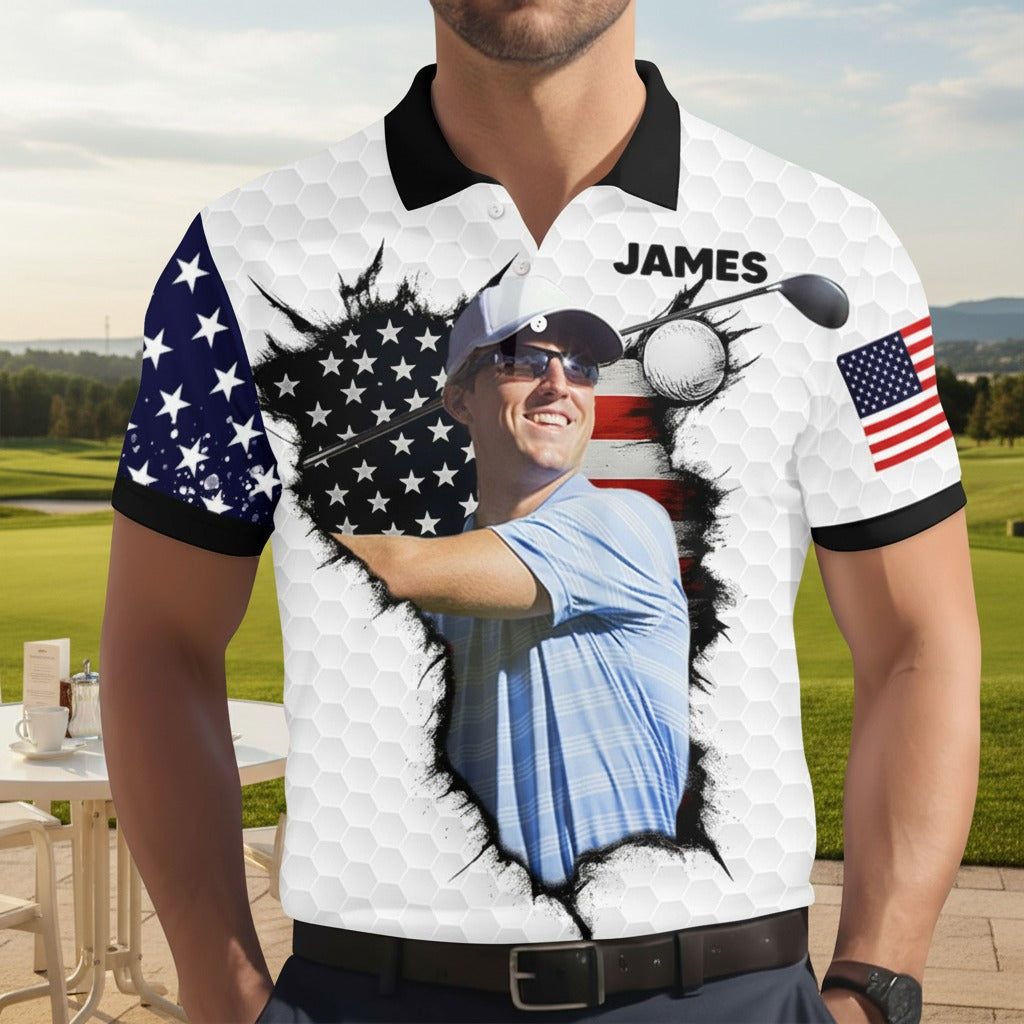 Custom Photo Polo Shirt For Golfer BXGDT