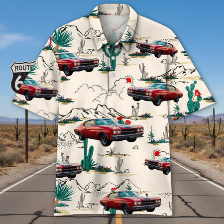 Custom Photo Route 66 Car Lover Polo Shirt ED8A6
