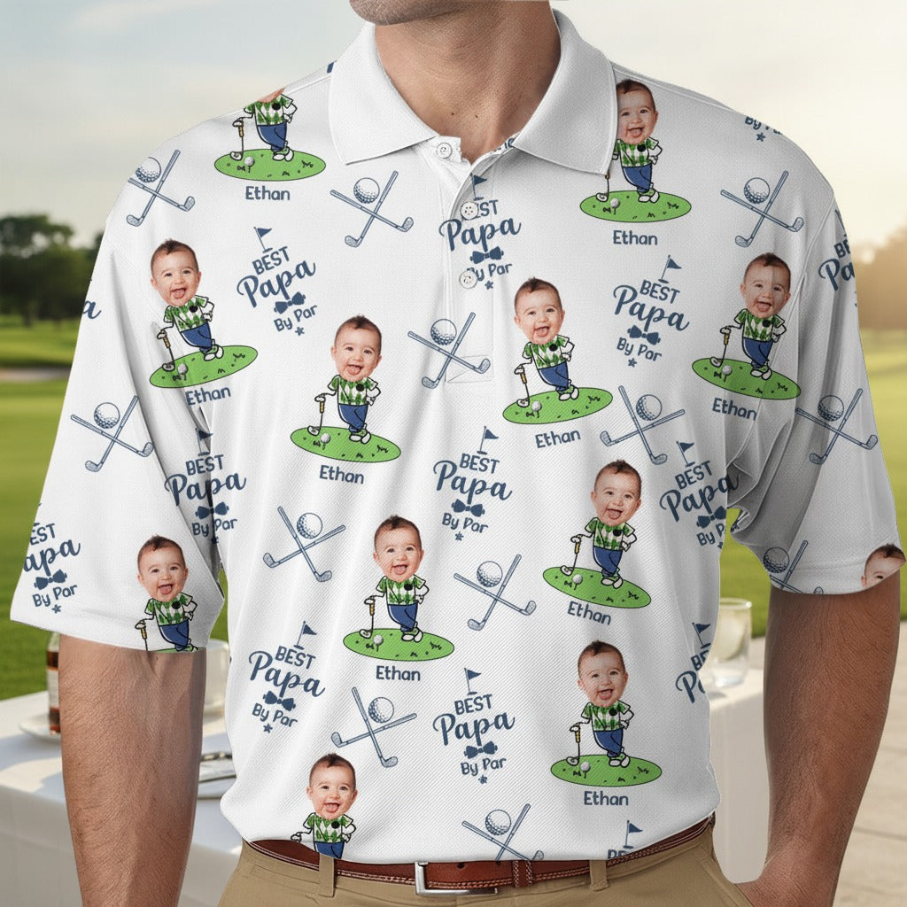 Custom Kid's Photo Best Dad By Par Polo Shirt ZH4HE