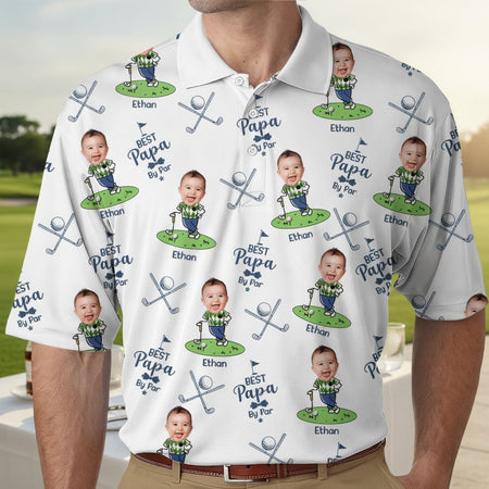Custom Kid's Photo Best Dad By Par Polo Shirt ZH4HE