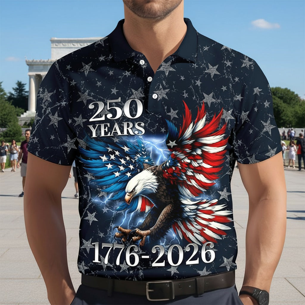 Personalized 250th Anniversary Eagle Patriotic Polo 4TNPZ