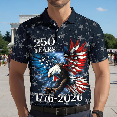 Personalized 250th Anniversary Eagle Patriotic Polo 4TNPZ