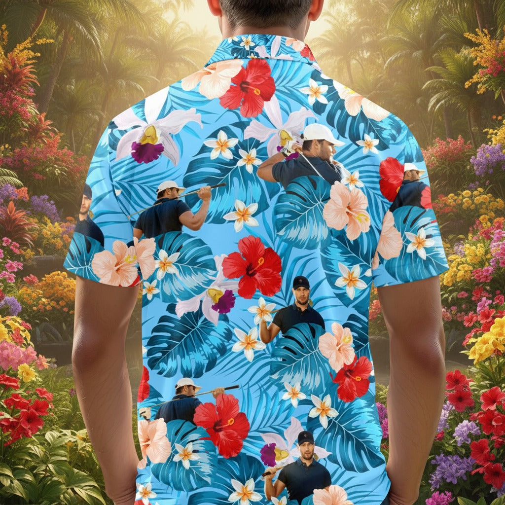 Custom Face Golfer Photo Hawaiian Polo Shirt 63RP6