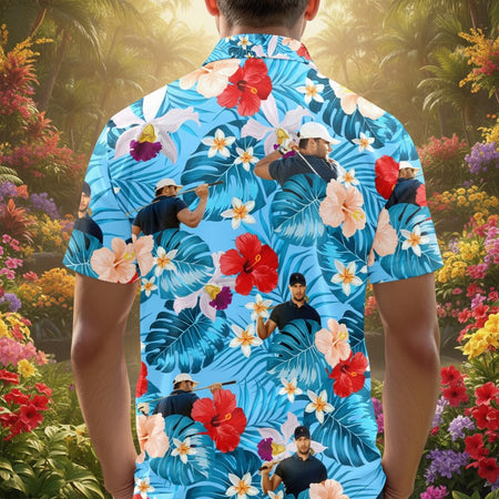 Custom Face Golfer Photo Hawaiian Polo Shirt 63RP6