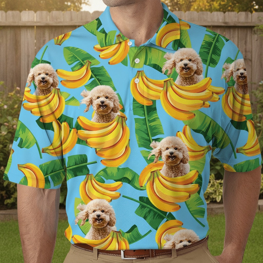 Custom Photo With Tropical Pattern Dog Polo Shirt ADYX8