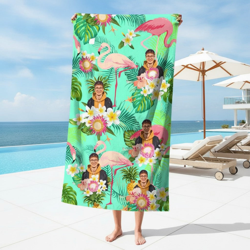 Custom Funny Human Photo Aloha Beach Towel JIT1F