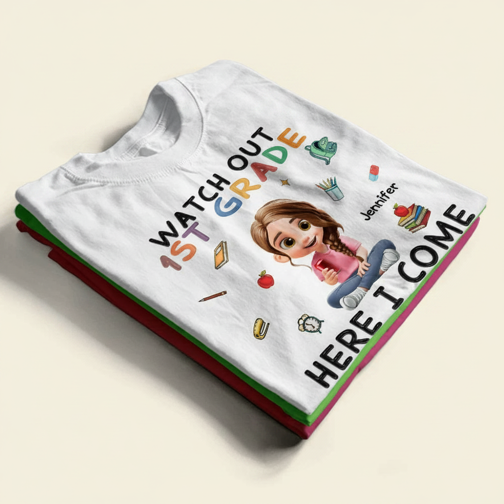 Watch Out Kindergarten Here I Come Sitting Kid - Personalized T Shirt GPYJR