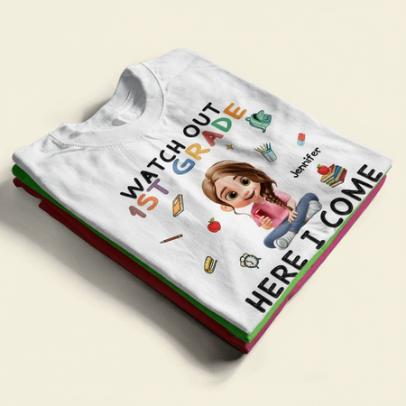Watch Out Kindergarten Here I Come Sitting Kid - Personalized T Shirt GPYJR