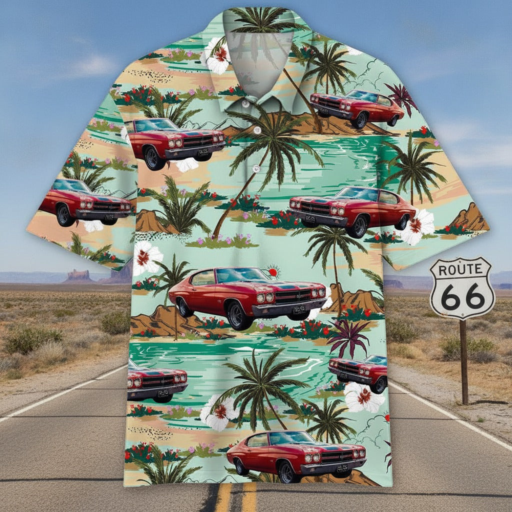Custom Photo Route 66 Car Lover Polo Shirt ED8A6