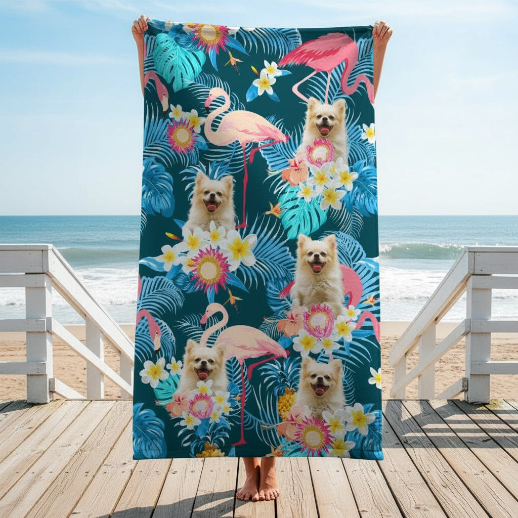 Custom Funny Dog Photo Aloha Beach Towel 7VSVE