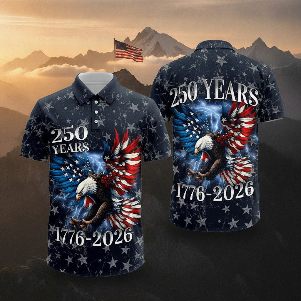 Personalized 250th Anniversary Eagle Patriotic Polo 4TNPZ