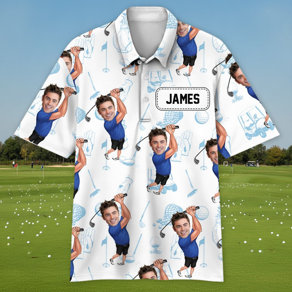 Custom Funny Golfer Photo Polo Shirt 5KGDT