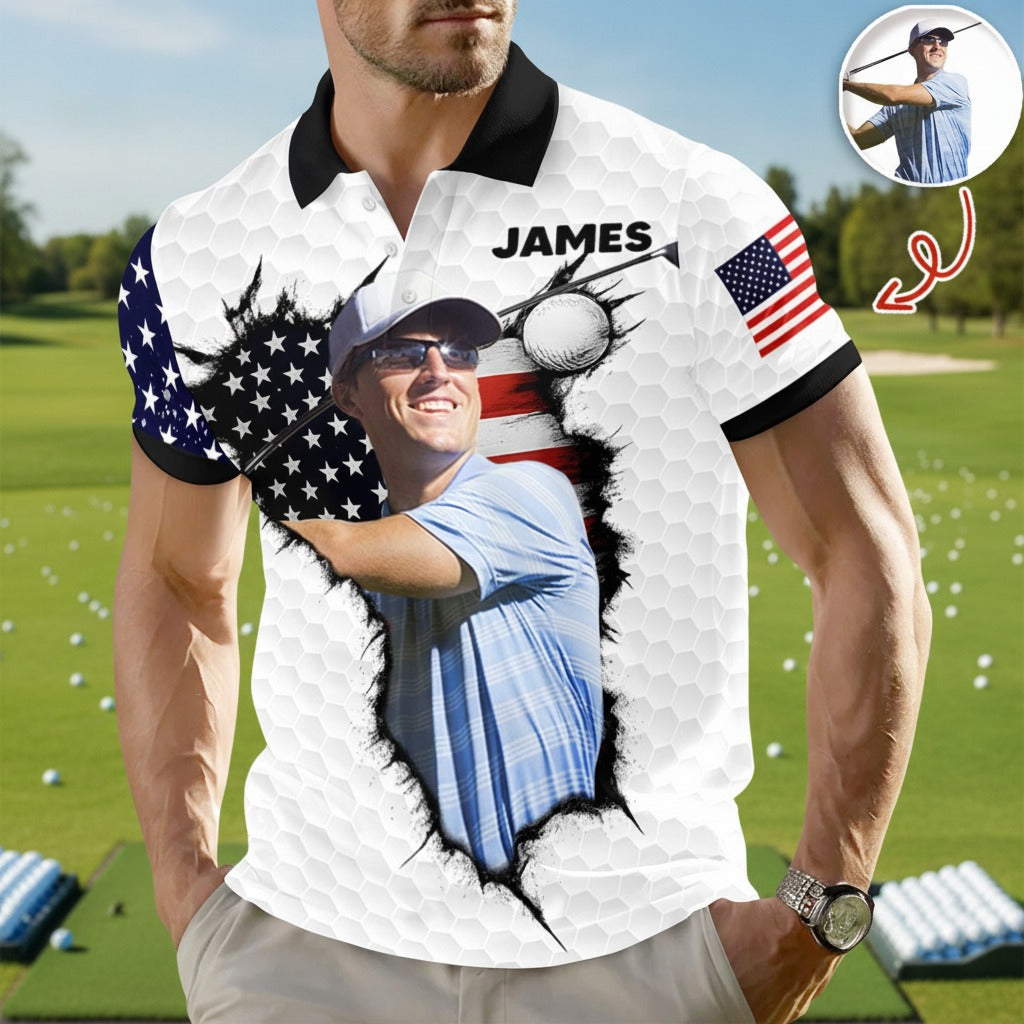 Custom Photo Polo Shirt For Golfer BXGDT