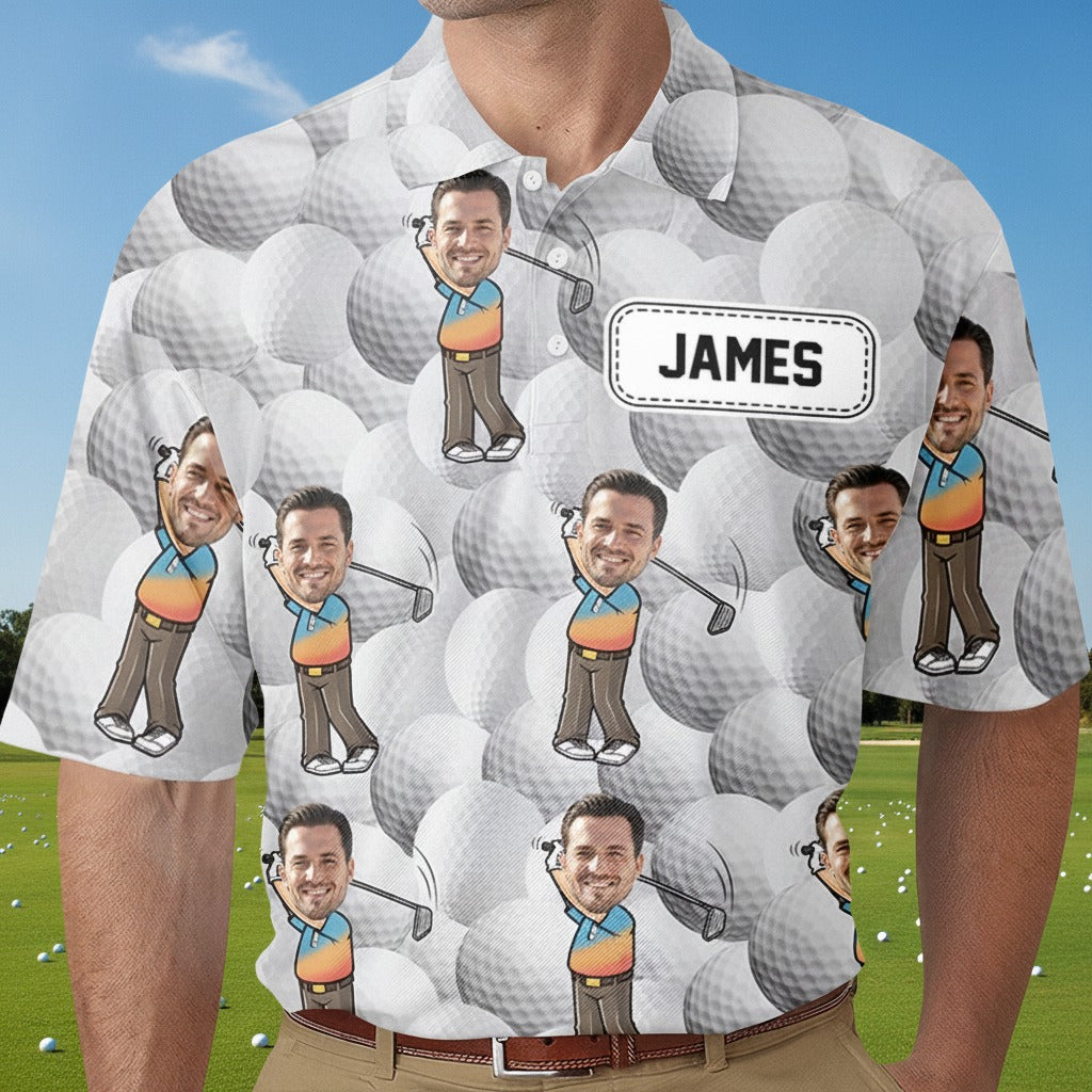 Custom Funny Face Photo Golf Polo Shirt P4P4M
