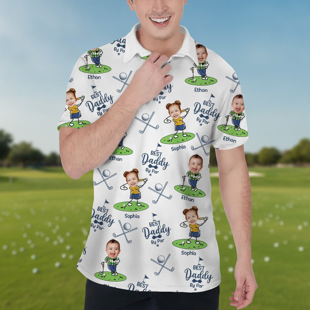 Custom Kid's Photo Best Dad By Par Polo Shirt ZH4HE