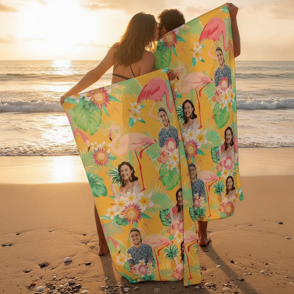 Custom Funny Human Photo Aloha Beach Towel JIT1F