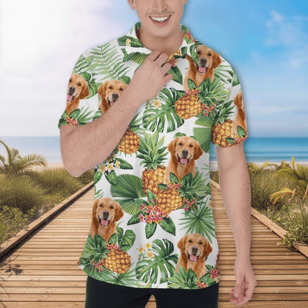 Custom Photo With Tropical Pattern Dog Polo Shirt ADYX8