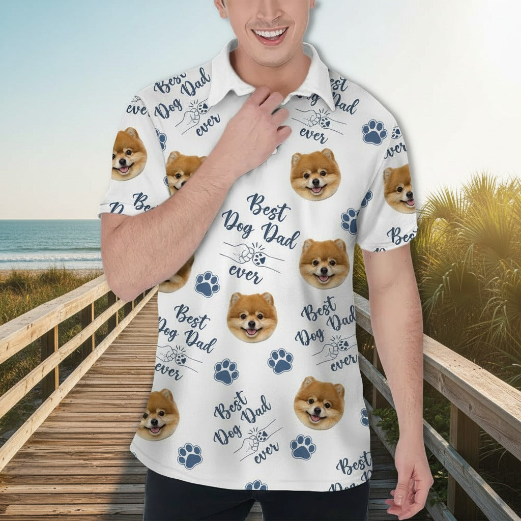 Custom Photo Best Dog Dad Dog Polo Shirt XWUDS