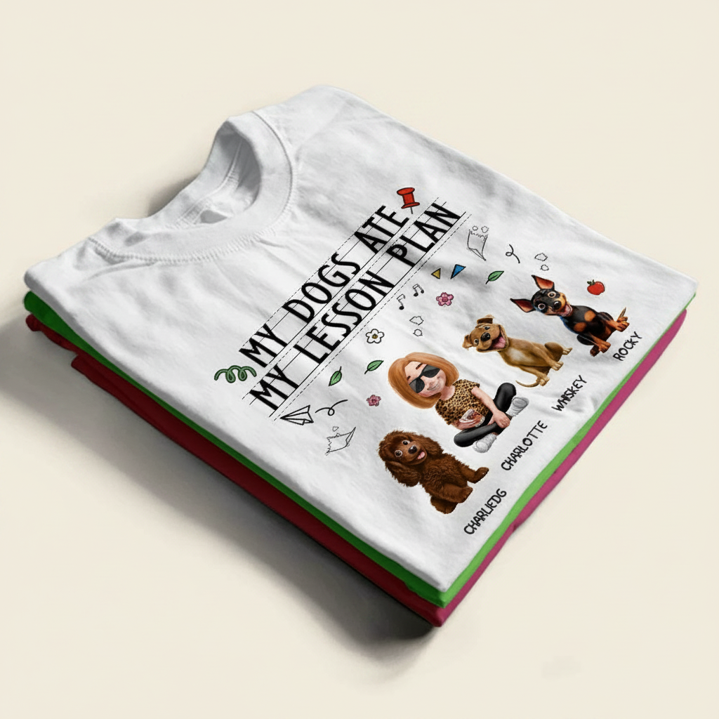 My Dog Ate My Lesson Plan Teacher - Personalized T Shirt 0TIRC