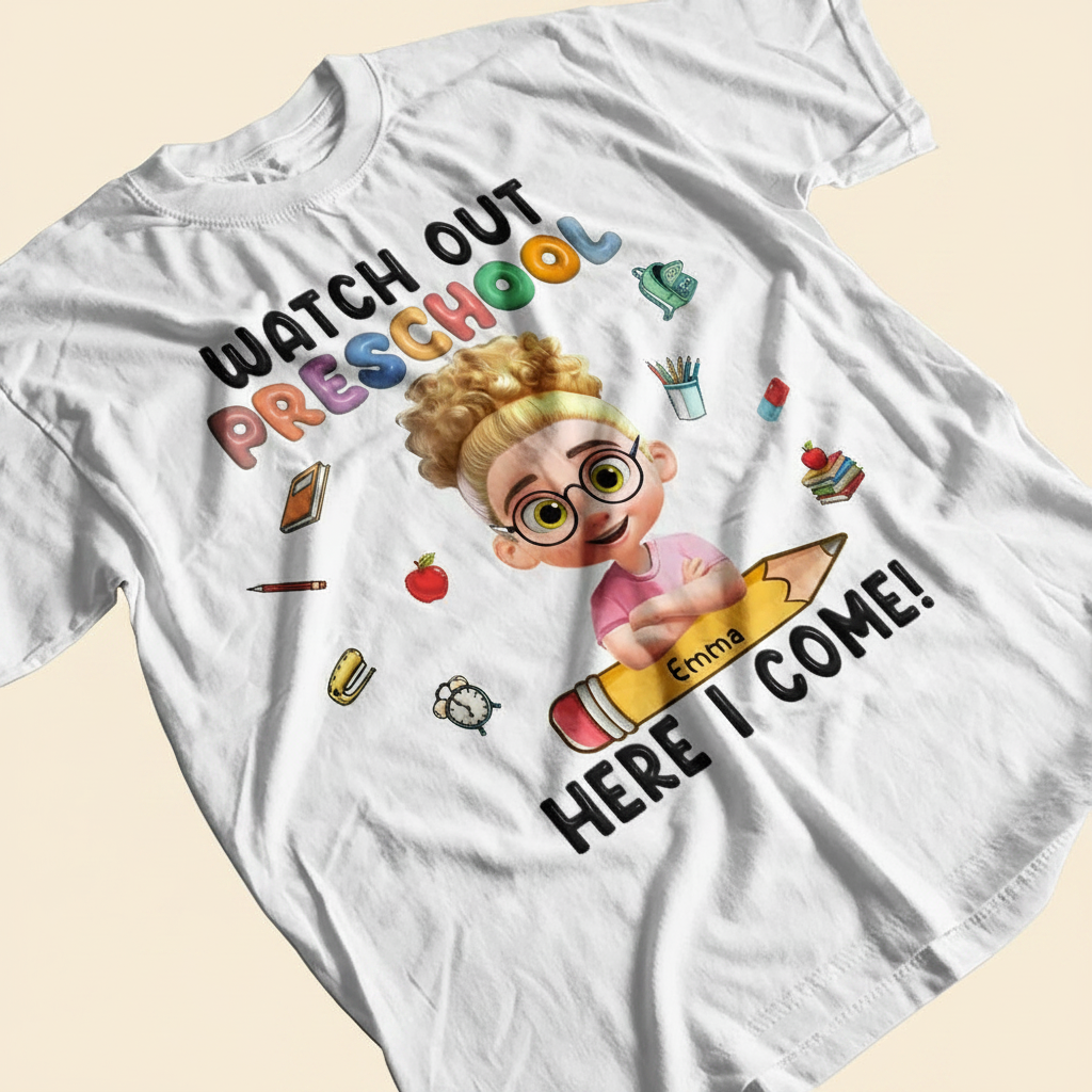 Watch Out Kindergarten Here I Come - Personalized T Shirt 0PF7O