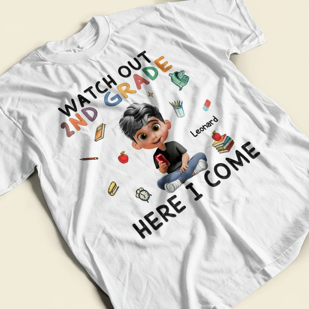 Watch Out Kindergarten Here I Come Sitting Kid - Personalized T Shirt GPYJR