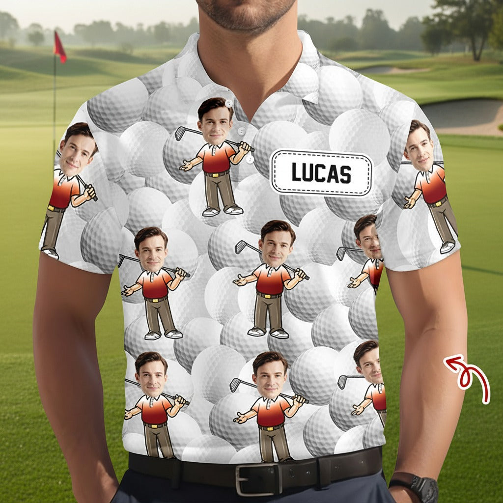 Custom Funny Face Photo Golf Polo Shirt P4P4M