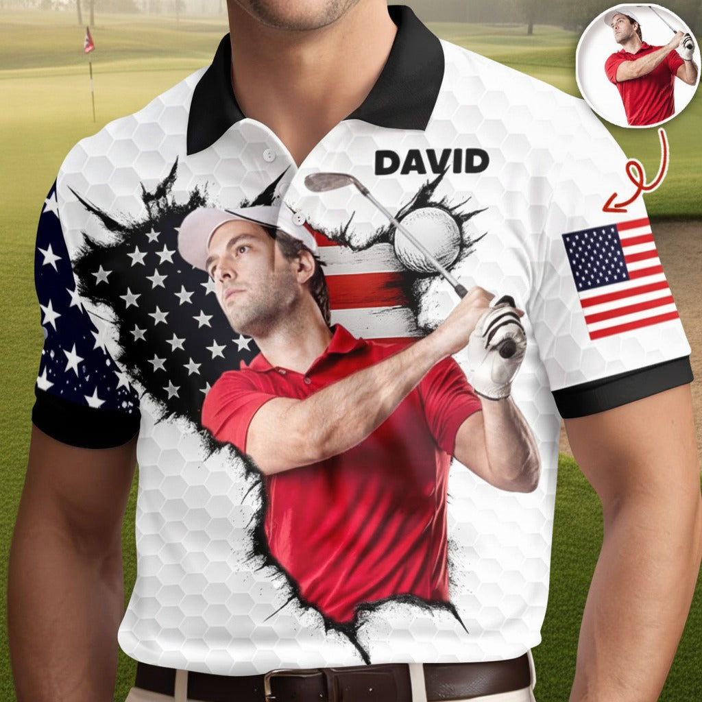 Custom Photo Polo Shirt For Golfer BXGDT