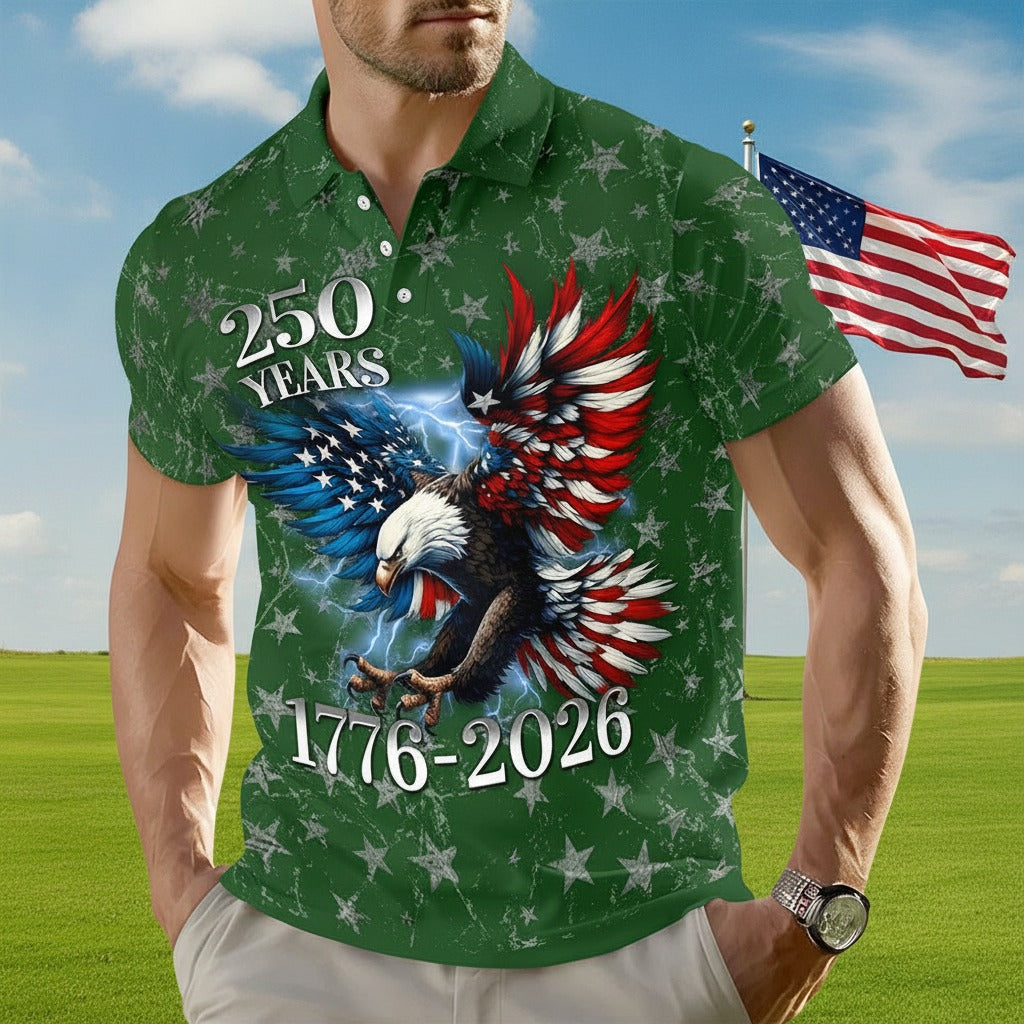 Personalized 250th Anniversary Eagle Patriotic Polo 4TNPZ