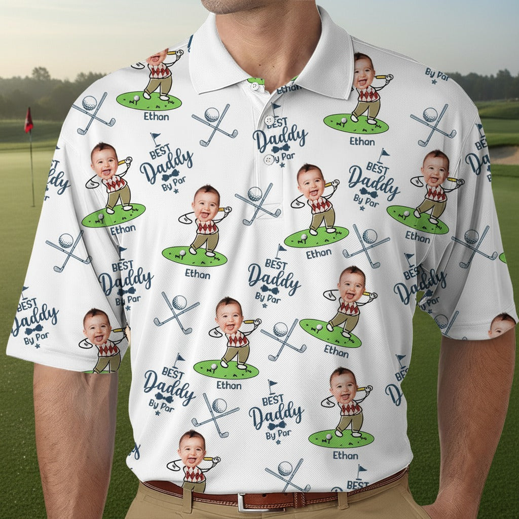 Custom Kid's Photo Best Dad By Par Polo Shirt ZH4HE