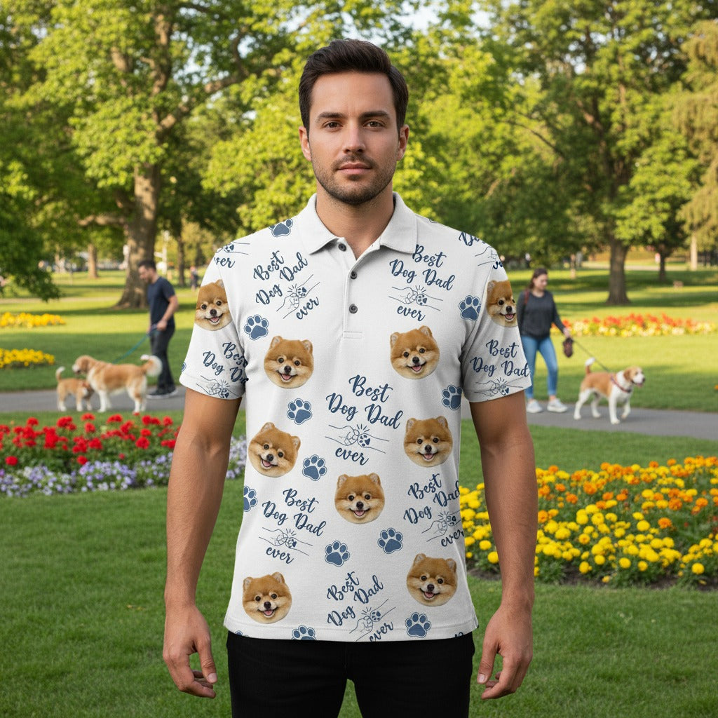 Custom Photo Best Dog Dad Dog Polo Shirt XWUDS