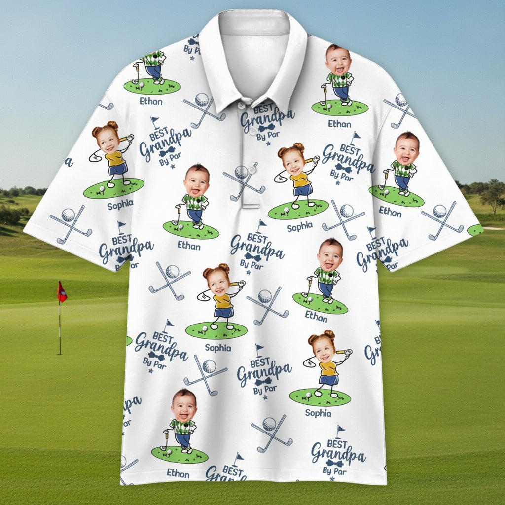 Custom Kid's Photo Best Dad By Par Polo Shirt ZH4HE