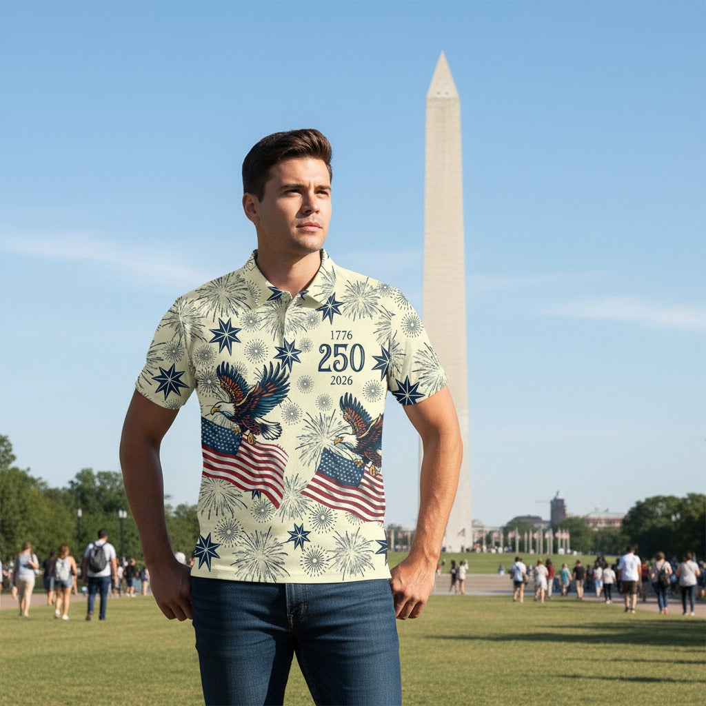 USA 250 Anniversary Eagle 1776-2026 Polo Shirt Z3ZJ8