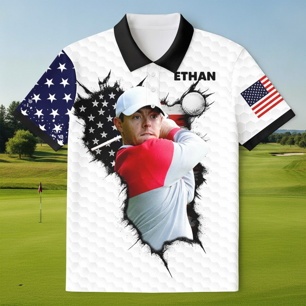 Custom Photo Polo Shirt For Golfer BXGDT