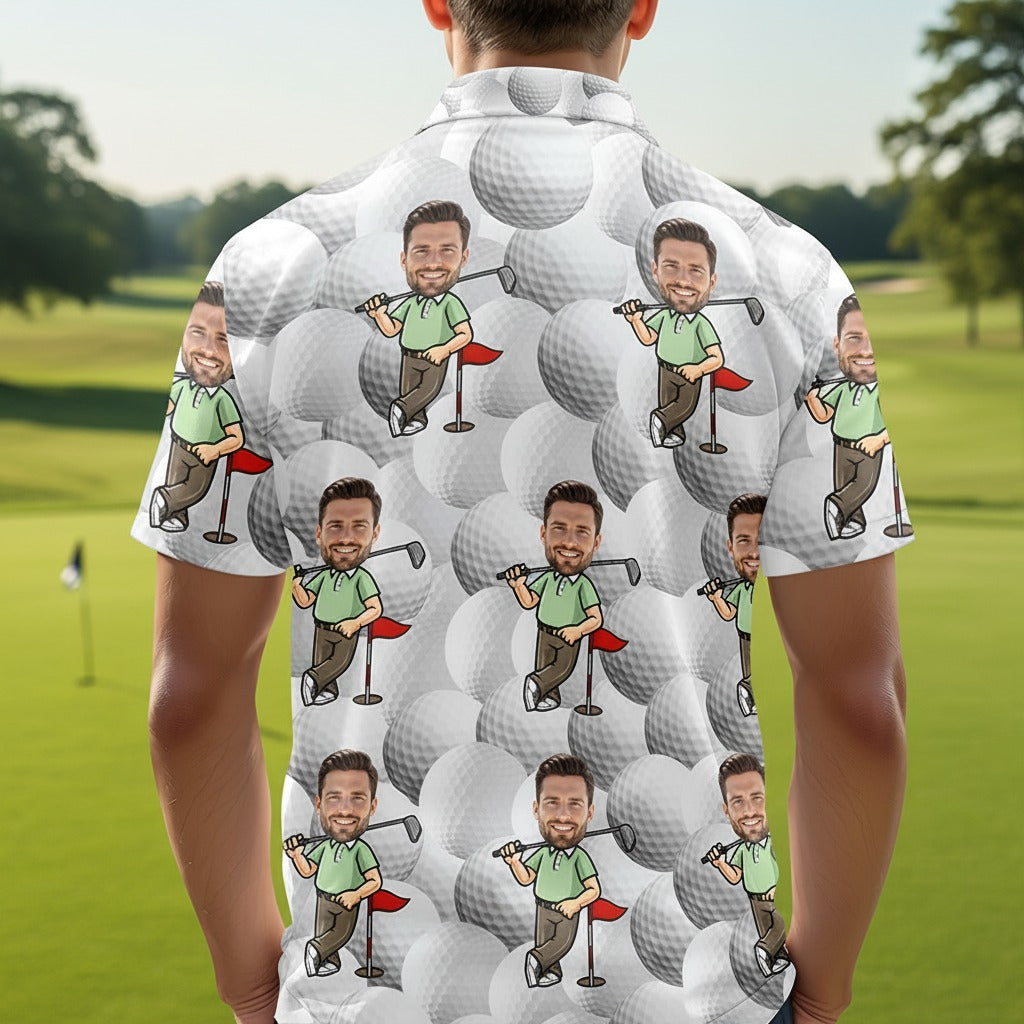 Custom Funny Face Photo Golf Polo Shirt P4P4M