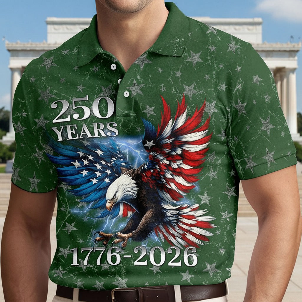 Personalized 250th Anniversary Eagle Patriotic Polo 4TNPZ