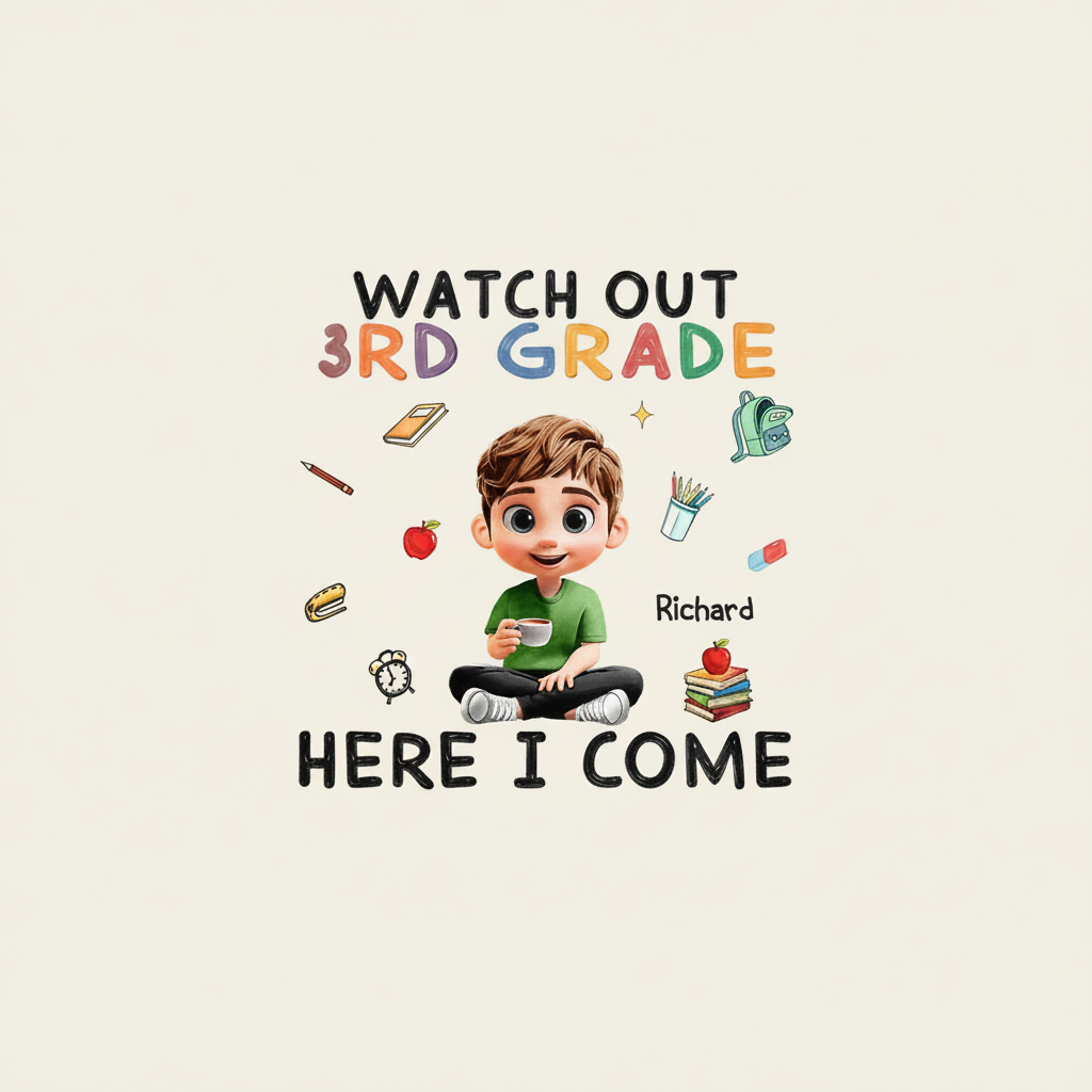 Watch Out Kindergarten Here I Come Sitting Kid - Personalized T Shirt GPYJR