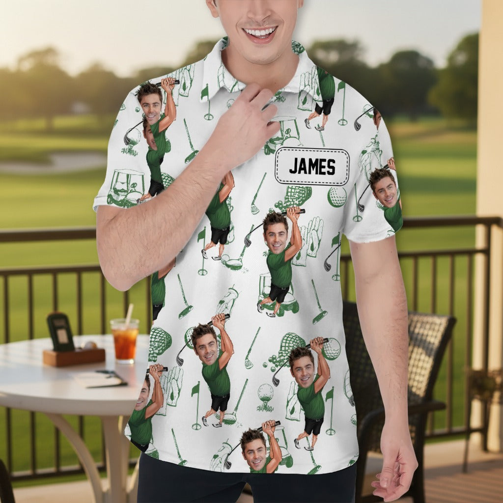 Custom Funny Golfer Photo Polo Shirt 5KGDT