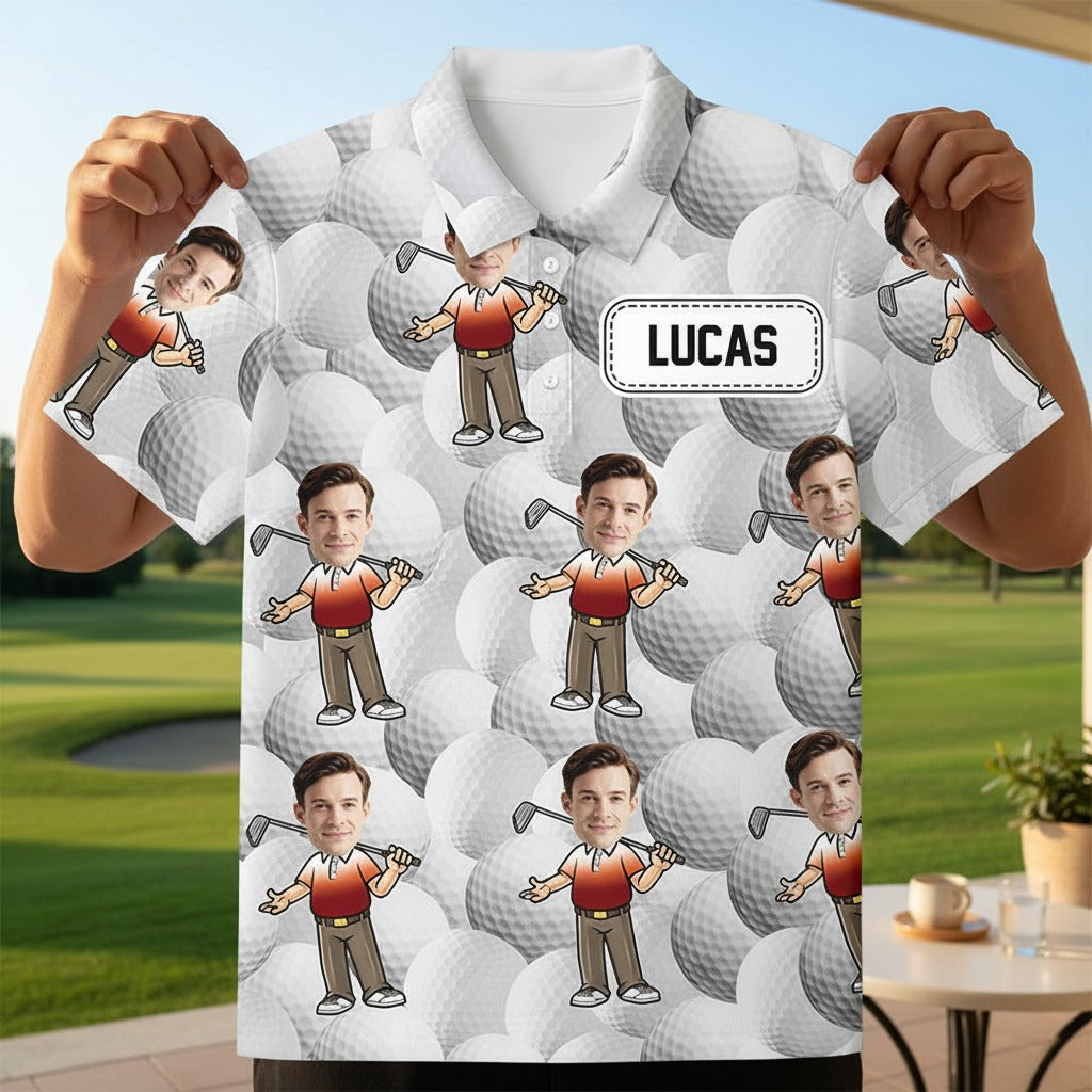 Custom Funny Face Photo Golf Polo Shirt P4P4M