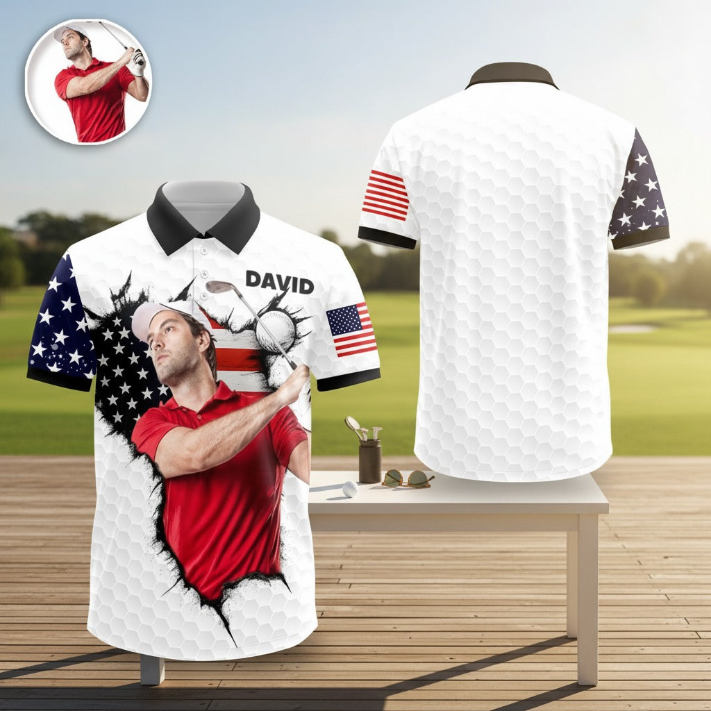 Custom Photo Polo Shirt For Golfer BXGDT