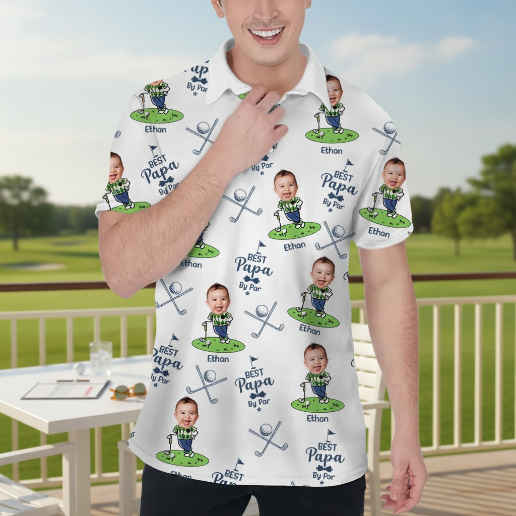 Custom Kid's Photo Best Dad By Par Polo Shirt ZH4HE