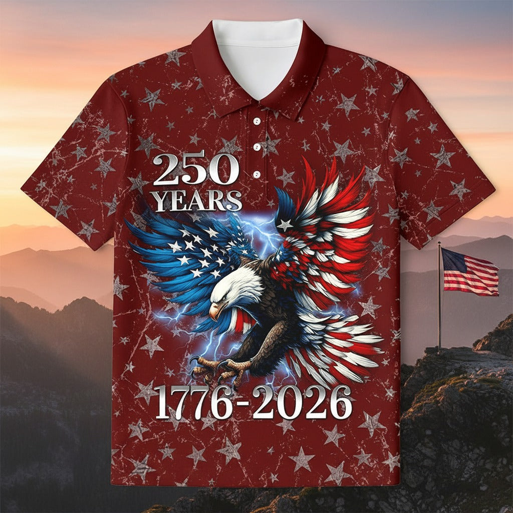 Personalized 250th Anniversary Eagle Patriotic Polo 4TNPZ