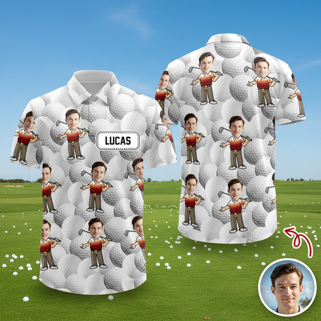 Custom Funny Face Photo Golf Polo Shirt P4P4M