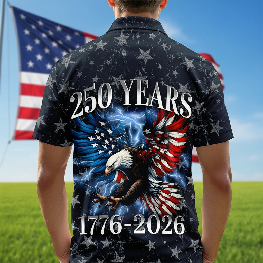 Personalized 250th Anniversary Eagle Patriotic Polo 4TNPZ